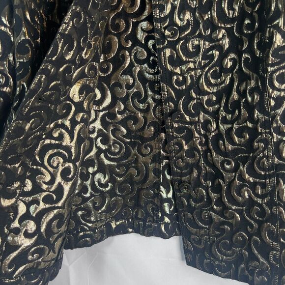 Chico's Lightweight Gold Brocade Button Up Shirt Jacket Blazer Size 3/Large - Picture 6 of 10